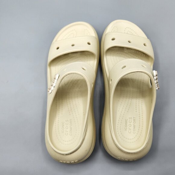 Crocs Classic Crush Platform Sandal Cream Unisex Mens 8 Womens 10 - Picture 3 of 11